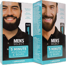 2pk Men's Select Mustache and Beard Hair Color Dye 5-minute 1 Black 1 Dark Brown