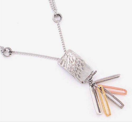 Anne-Marie Chagnon double chain pendant Mixed Metal Modernist Design vintage - Picture 3 of 5