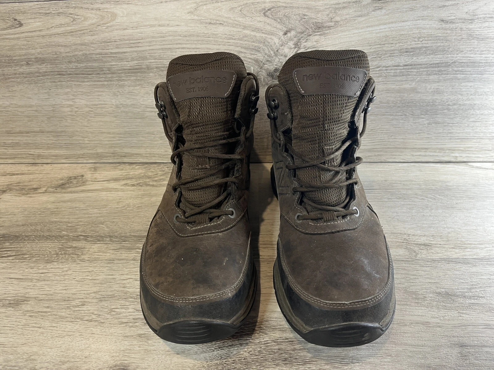 New Balance Men 11.5 Boots Brown Leather Black Hiking Shoe Waterproof