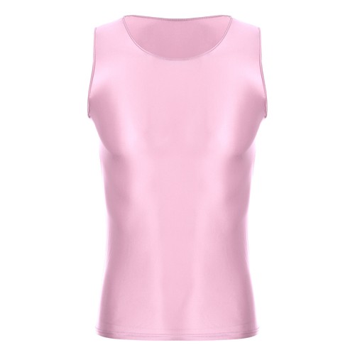 Mens Glossy Smooth Tank Top Stretchy Sleeveless Vest Yoga Gym Fitness Crop Shirt - Picture 55 of 108