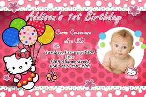 Hello Kitty Birthday Party Invitation 1st Custom Baby Shower Invites