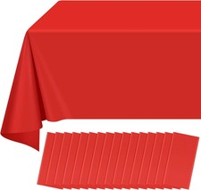 16 Pack Red Plastic Tablecloth 54 x 108 Inch Disposable Rectangle Party Covers