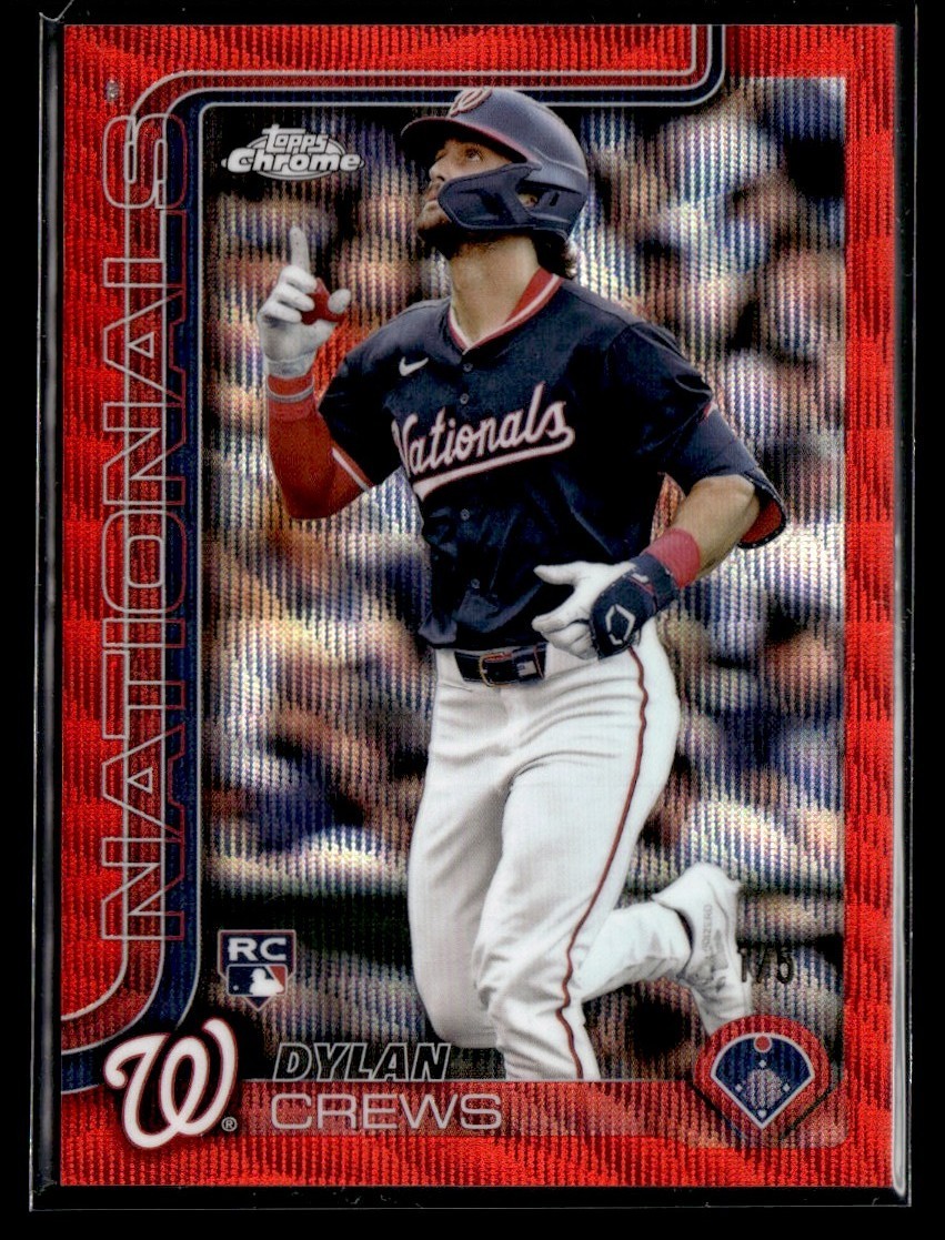 2025 Topps Chrome Red Wave Dylan Crews RC /5 Washington Nationals #146