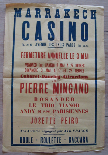 Pierre MINGAND Spectacle Casino de MARRAKECH 1953 - Air France - MAROKKO - Rosander - Bild 1 von 7