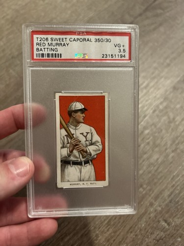 1909 T206 Red Murray Batting Sweet Caporal Cigarettes Baseball Card PSA 3.5 VG+