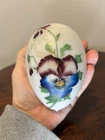 Antique Milk Glass Easter Egg, Pansies,