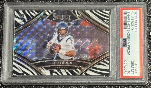 2023 Panini Select CJ Stroud Snapshots Rookie Zebra Prizm PSA 10 GEM SSP #SS-CS