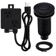 Garbage Disposal Air Switch Kit Sink Top with Long Button,Matte Black(Brass c...