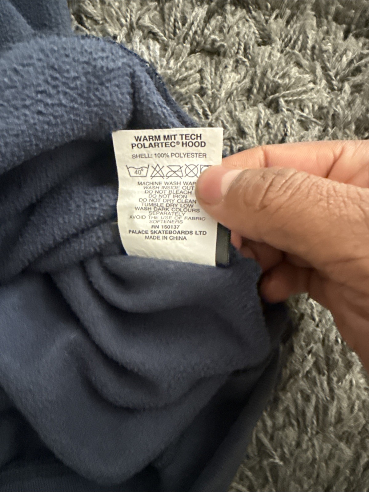 Palace Skateboards Warm MIT Tech Polartec Pullover Hoodie Blue Men's Large L image 8