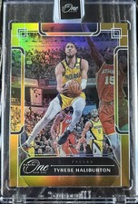 2023-24 Panini One and One Gold #75 Tyrese Haliburton (#01/10) - Panini Encased