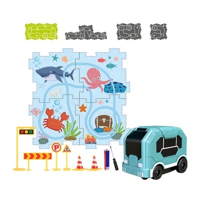 Puzzle Eisenbahn Auto Spielset mit Fahrzeugen Zum Selbermachen Elektro Trolley Montage Vorschule