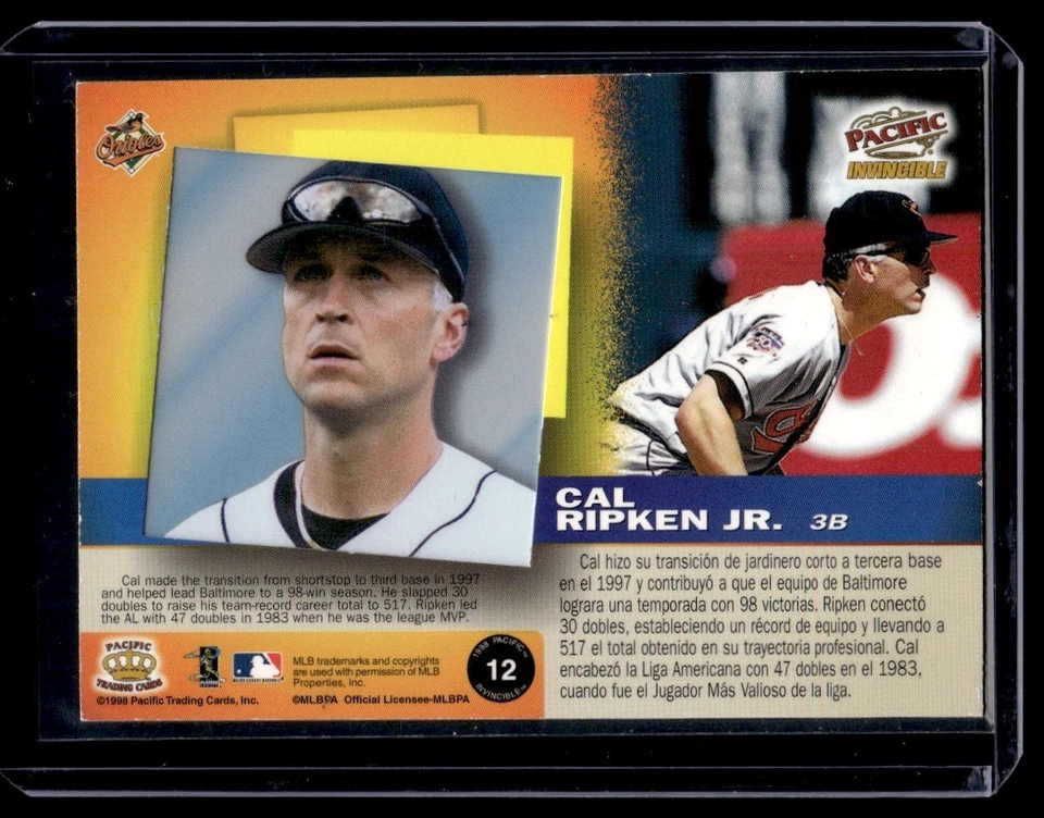 1998 Pacific Invincible Platinum Blue Cal Ripken Jr. #12 - Image 2 of 2