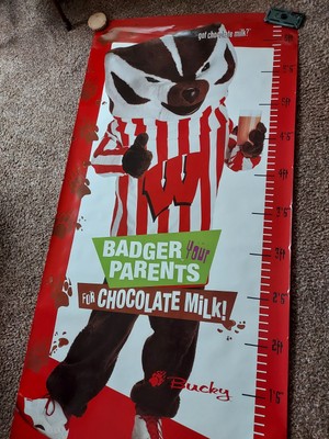 WISCONSIN BADGERS Bucky Badger Got Chocolate Milk Growth Poster 72'' x 36''