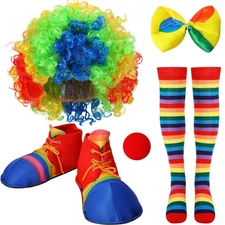 WILLBOND 5 Pcs Clown Costume Set Includes Clown Nose Bow Tie Wig Red Nose Big...
