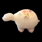 VTG Fenton Glass White Satin Hand Painted Flowers Turtle Figurine Signed 4.5”
