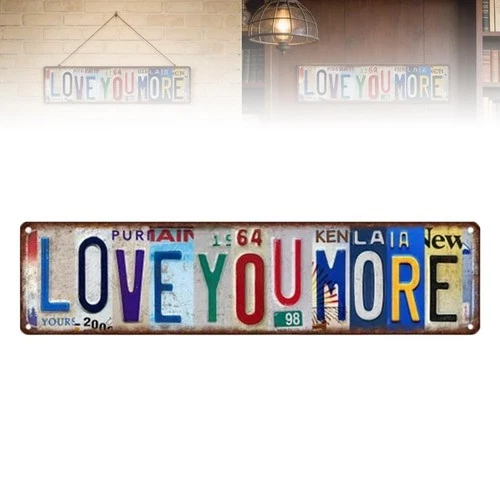 Vintage Love You More Metal Tin Sign, Retro Wall Decor, Above Door Street Sign