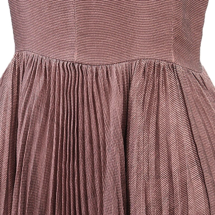 Maxi Vestido Christian Dior Plisado Sin Mangas Lino X Seda Mujer Talla 36 Rosa Rosa Foto 4 de 4