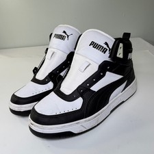 Puma Rebound Joy High Top Sneakers Black White 374687-01 Big Kids Size 5C
