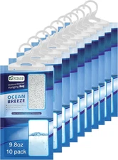 Ocean Breeze Hanging Moisture Absorber 9.8Oz (10 Pack) - Eliminates Musty Odors 