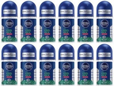 Nivea Men Roll On Deodorant Cool Kick Ex Dry Freezy Green 50mL 72Hr 7/28 Pk 12