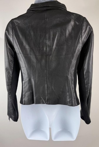 Women's Vince Black Asymmetric Zip Leather Moto Scuba Jacket Size XS - Picture 5 of 6