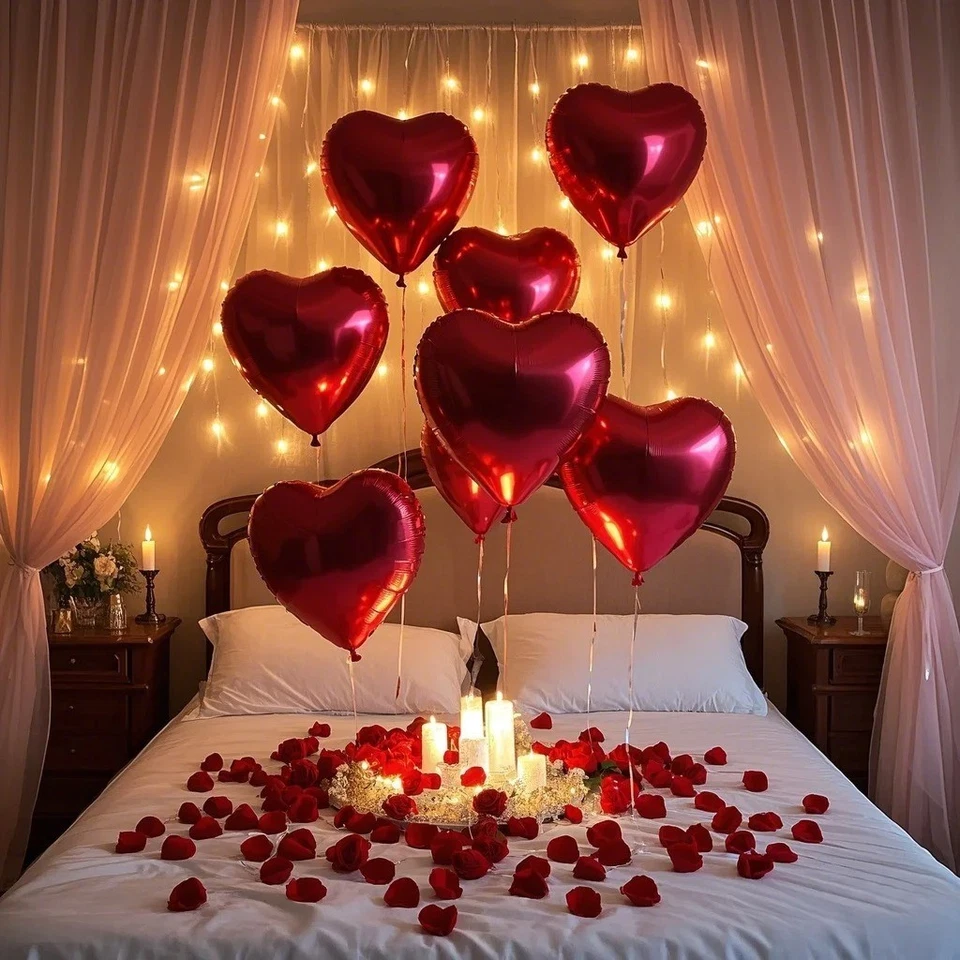 12 piezas Globo de lámina de corazón rojo de 18 pulgadas decoración de cumpleaños boda fiesta de San Valentín Foto 3 de 4