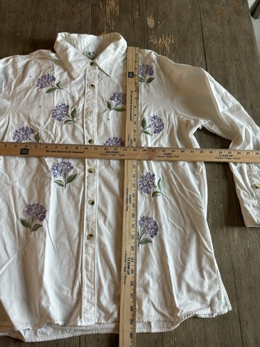The Quacker Factory Hemd Jacke Knopf Langarm Gr. L Blumen Strass - Bild 6 von 14