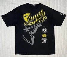 Vintage Y2K Famous Stars and Straps T-Shirt XL 23” X 29” Black 99 Shield Family