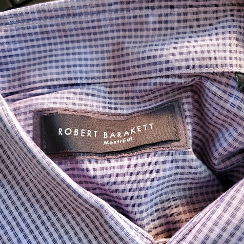 Robert Barakeet purple checkered long sleeve button up dress shirt Size 16 - Picture 9 of 10