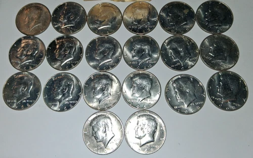 NICE 1968 KENEDY HALF DOLLARS UNCIRCULATED ROLL 20 COINS 40% SILVER