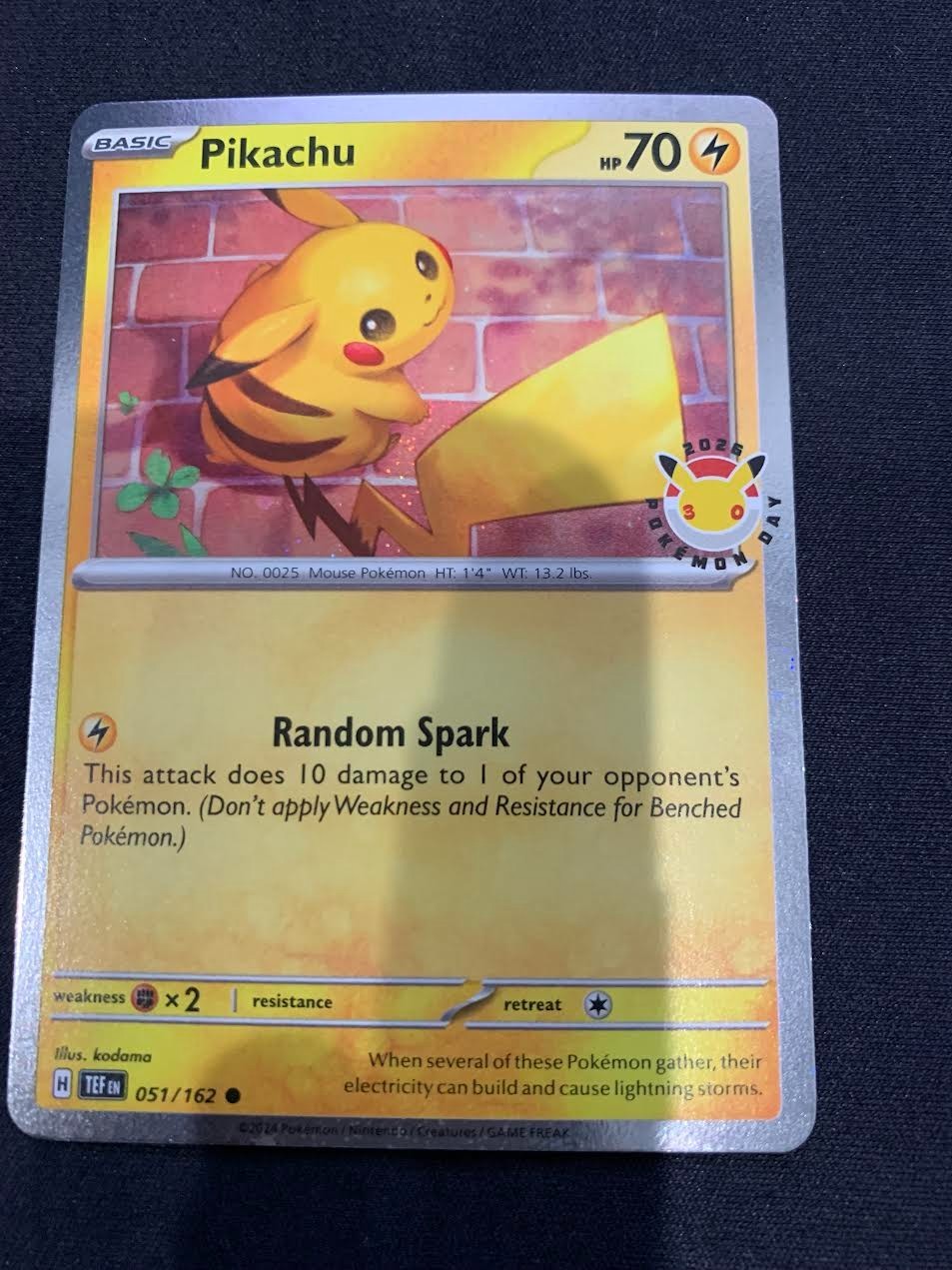 Pikachu 51 /162 2026 Pokemon Day 30 Promo Stamped w/ Coin | Pokemon TCG | NM+/M
