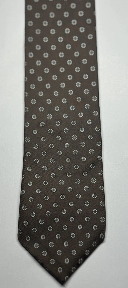 Corbata de seda medallón multicolor marrón Hardy Amies London de colección  Foto 2 de 3