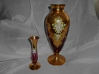Murano Red & Gold Paint Glass Vase 11 inches Tall  Italy