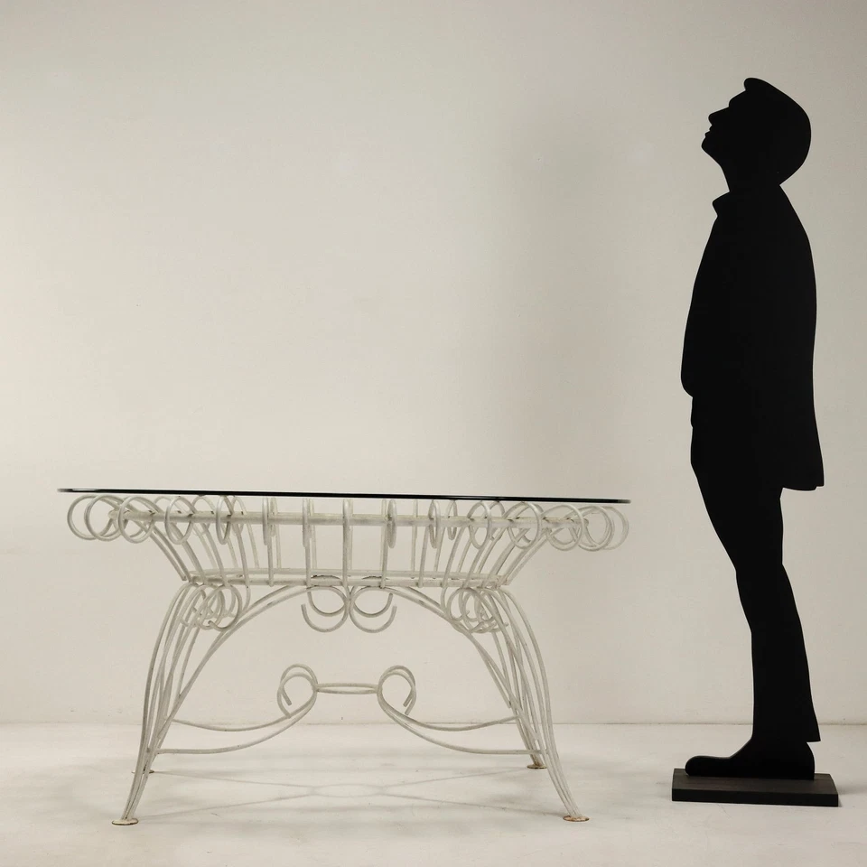 Mesa de Jardín Vintage Hierro Esmaltado Blanco Italia Diseño Años 60 Original - Imagen 3 de 4