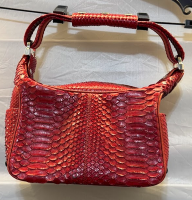 Tod's Vintage Candy Sera Red Python Snakeskin Shoulder Bag Italy