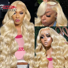 613 13X6 Lace Front Wig Human Hair 26 Inch Blonde Wig Human Hair 200 Density Bo