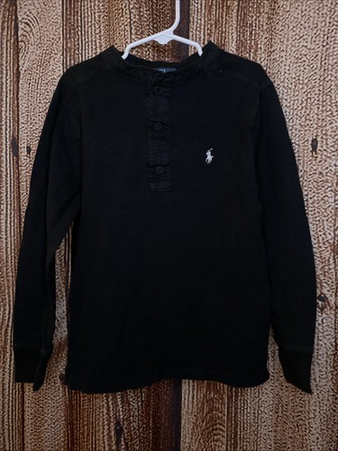 Polo Ralph Lauren Boy’s Henley 3 Button Shirt Size Small (8) Black Long Sleeve - Picture 1 of 4