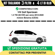 Tagliando per VW Golf Sportsvan 1.4 TSI 92 kw Benzina 2014-2020 - 4 Lt di oli...