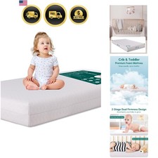 Memory Foam Crib Mattress Toddler Support Waterproof Cover CertiPUR Grey
