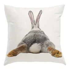 NEW 18"x18" Fluffy Rabbit Butt Throw Pillow Cover Home Decor Holiday