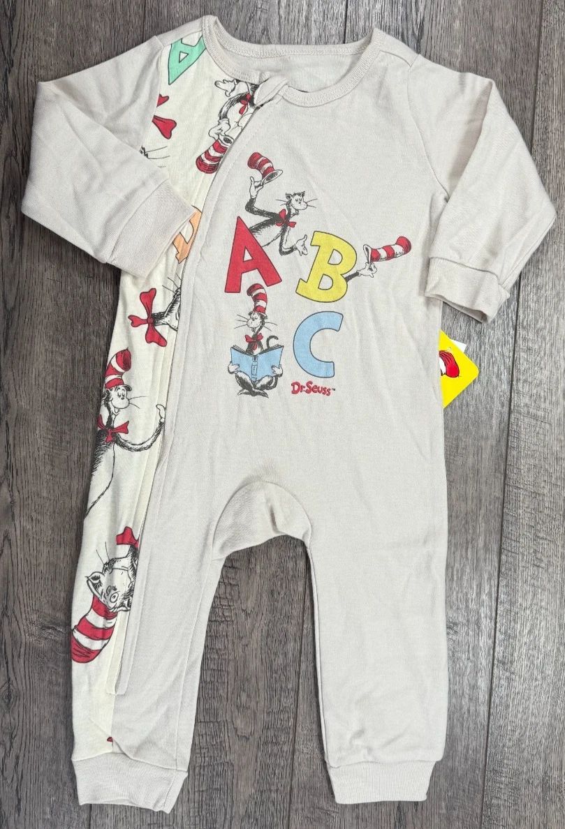 Baby Boy Clothes New Dr. Seuss 12 Month Beige ABC Outfit