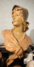 Buste femme plâtre peint Buste d’une belle dame signé A. Joliveaux