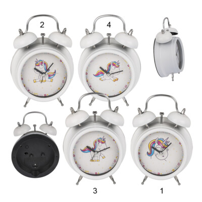 Wecker Reisewecker mit Einhorn Motiv Unicorn Uhr Doppelglocken für Kinder