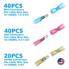 100pcs 22-10AWG Heat Shrink Bullet Connector Male Female Splice Wire Terminals