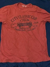 CHAPS Men Adult Sz M Red Short Sleeve City Classic Car Crew Neck T Shirt