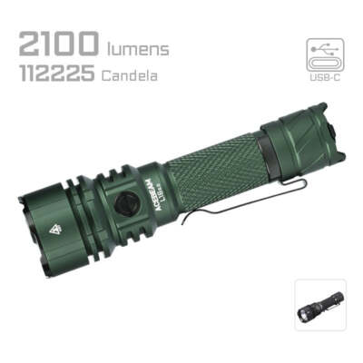 ACEBEAM L16 2.0 Sft40-5000K ODグリーン Acebeam L16 2.0 Green 2100 Lumen USB-C Rechargeable 112k Candela