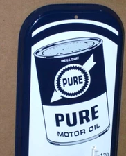 PURE OIL Co - Shows Old Quart Motor Oil Tin Can - GAS STATION - Temperature SIGN