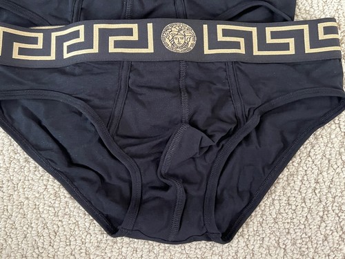 NWT Versace Greca Border Medusa Greek Key Logo Black 2 Pack Briefs Underwear 6 L - Picture 17 of 23