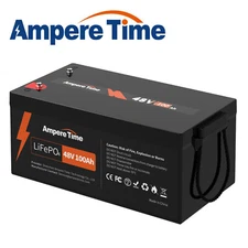 Ampere Time 48V 51.2V 100Ah LiFePO4 Lithium Battery for Home UPS Off-grid-Used