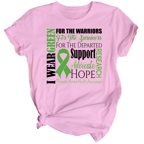 Womens Green Ribbon Mental Health Awareness T-Shirt Top Anxiety Emotional 1#MHA - Picture 22 of 34
